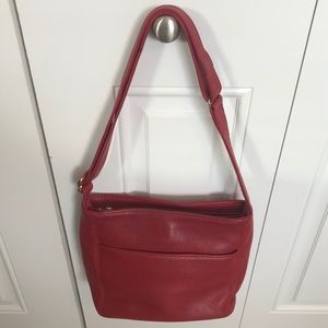 Red Coach Leather Shoulder Bag